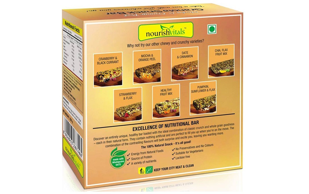 NourishVitals Granola Snack Bar Mocha & Orange Peel   Box  250 grams
